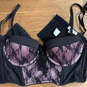 Aerie 34A push-up corset black lace never worn